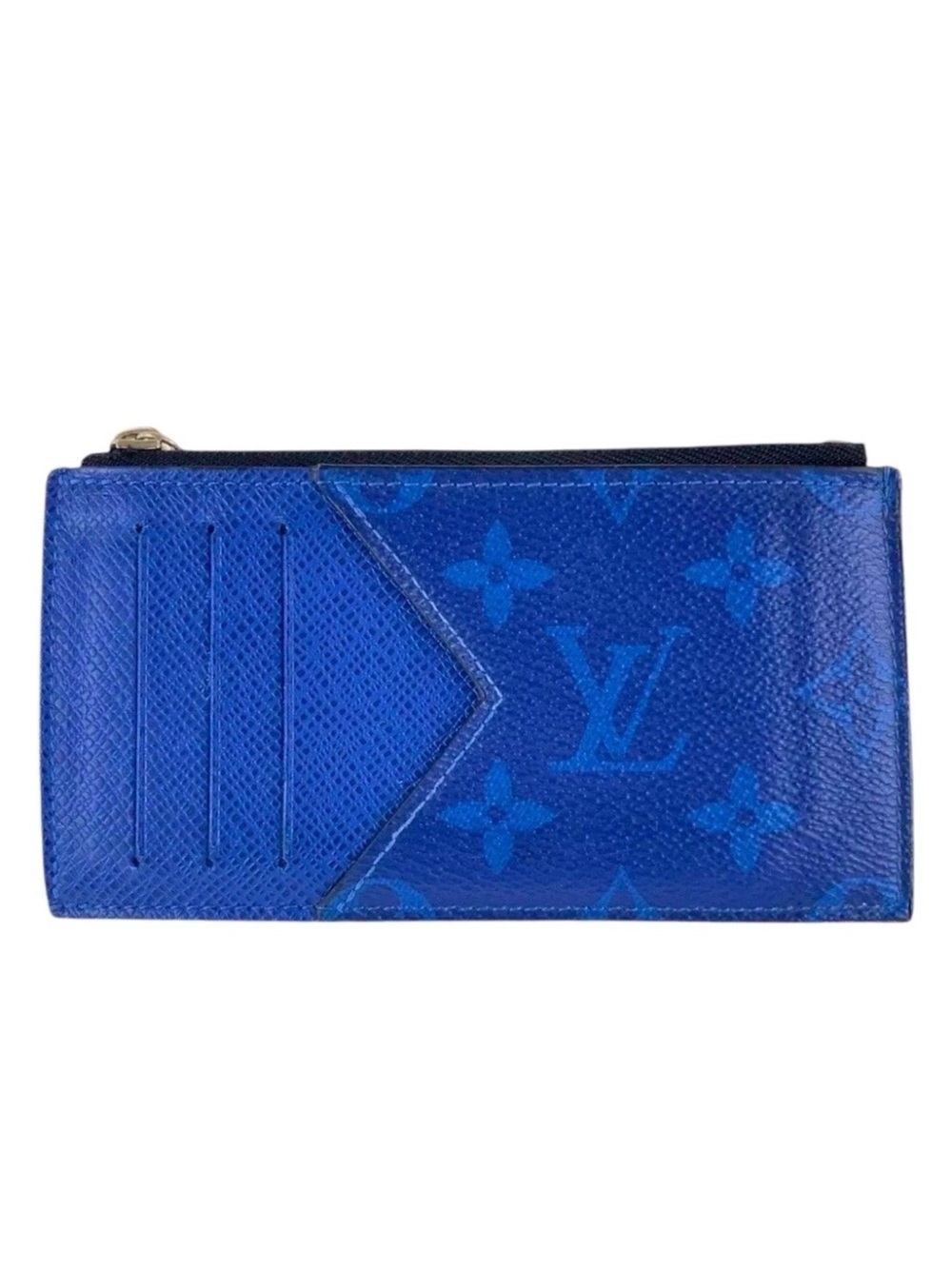 Louis Vuitton TAIGARAMA Cobalt Blue Card Zippy Coin Wallet ID Holder with Box